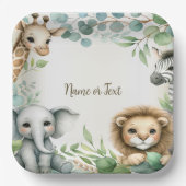 Tropisches Jungle Safari Tiere Grüne Blätter Party Pappteller (Vorderseite)