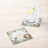 Tropisches Jungle Safari Tiere Grüne Blätter Party Rechteckiger Pappuntersetzer (Vor Ort)