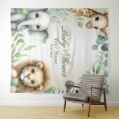 Tropisches Jungle Safari Tiere Grüne Blätter Party Wandteppich (Beispiel (Horizontal))