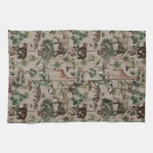 Tropisches Jungle Safari-Tiermuster Geschirrtuch (Horizontal)