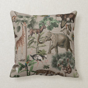 Tropisches Jungle Safari-Tiermuster Kissen