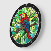 Tropisches Kaleidoskop" - Hartglaspapagei Große Wanduhr (Winkel)