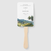 Tropisches karibisches Hochzeitsprogramm-Handfäche Fächer (Vorderseite)