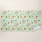 Tropisches Kokosnuss-Trägheits-Muster Strandtuch (Vorderseite)