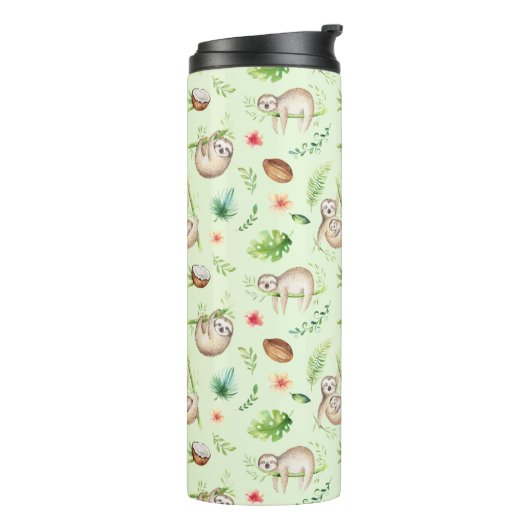 Tropisches Kokosnuss-Trägheits-Muster Thermosbecher (Nach links gedreht)