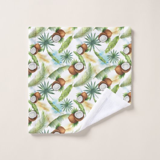 tropisches Kokospalmenmuster Badhandtuch Set (Waschlappen)