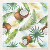 tropisches Kokospalmenmuster Glasuntersetzer (Vorderseite)