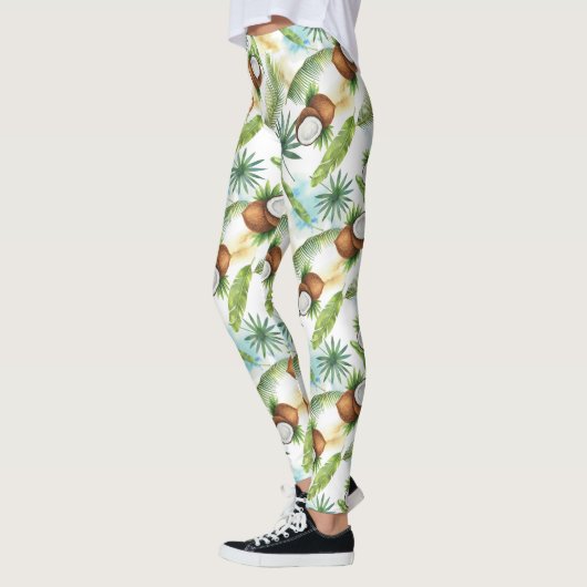 tropisches Kokospalmenmuster Leggings (Links)