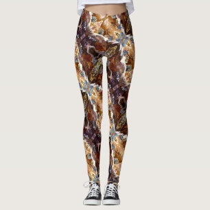 Tropisches Korallen-Ozean-Muster braune Leggings