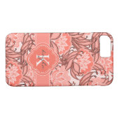 Tropisches Korallenblumenmuster mit Monogramm Case-Mate iPhone Hülle (Rückseite (Horizontal))