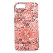 Tropisches Korallenblumenmuster mit Monogramm Case-Mate iPhone Hülle (Rückseite)