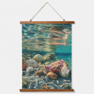 Tropisches Korallenriff Flachwasser Kunst Wandteppich Mit Holzrahmen