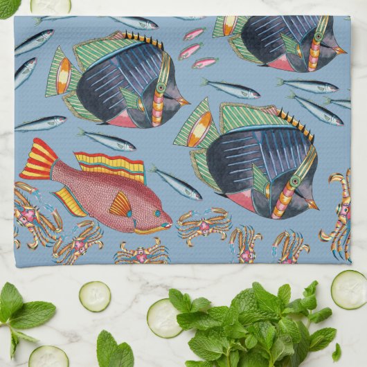 Tropisches Korallenriff Geschirrtuch (Gefaltet)