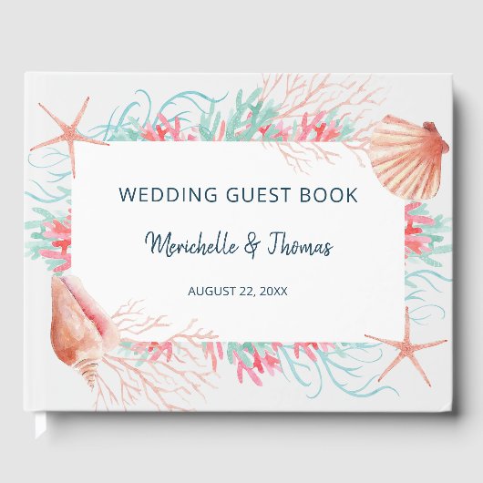 Tropisches Korallenriff | Seashells Wedding Gästebuch (Vorderseite)