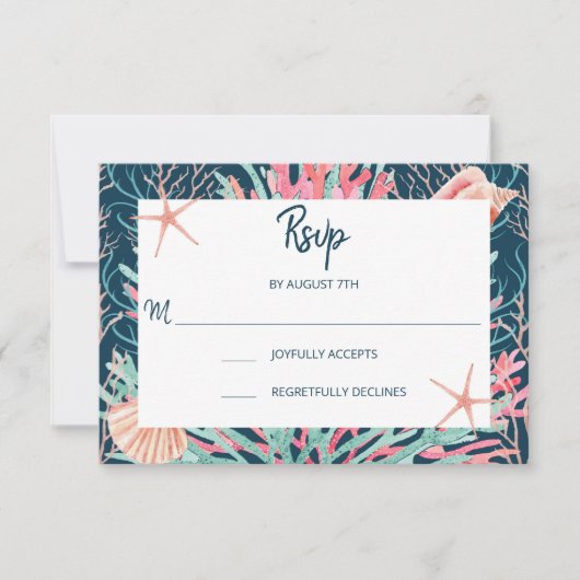 Tropisches Korallenriff | Unter der Meereshochzeit RSVP Karte (Vorderseite)