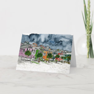 tropisches Kunstzeichnen der Strandhäuser Karte