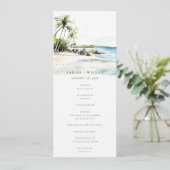 Tropisches Küsten-Ziel-Hochzeitsprogramm Einladung (Stehend Vorderseite)