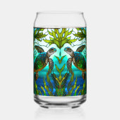 Tropisches Küstenmeer Schildkröte Aquamarin Blau G Dosenglas (Rückseite)