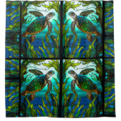 Tropisches Küstenmeer Schildkröte Aquamarin gestan Duschvorhang (Vorderseite)