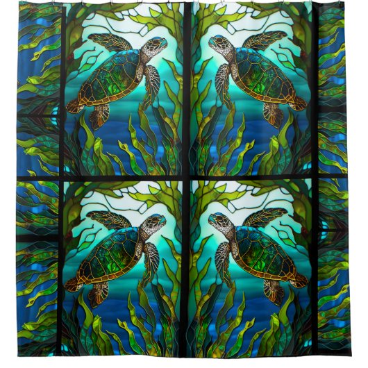 Tropisches Küstenmeer Schildkröte Aquamarin gestan Duschvorhang (Vorderseite)