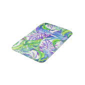 Tropisches Laub-Gelb-Rosa-grün-blauer Lavendel Badematte (Schrägansicht)