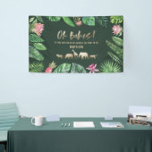 Tropisches Laub + Goldtier-DoppelBabyparty Banner (Messeveranstaltung)