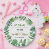 Tropisches Laub + Goldtier-DoppelBabyparty Pappteller (Party)