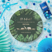 Tropisches Laub + Goldtier-DoppelBabyparty Pappteller (Party)