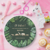 Tropisches Laub + Goldtier-DoppelBabyparty Pappteller (Party)