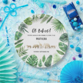 Tropisches Laub + Goldtier-DoppelBabyparty Pappteller (Party)