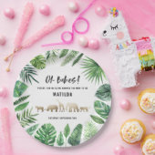 Tropisches Laub + Goldtier-DoppelBabyparty Pappteller (Party)