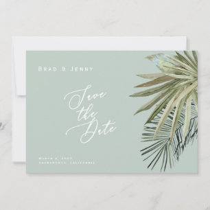 Tropisches Laub Licht-Salbei-Hochzeit - Heiratsdat Save The Date