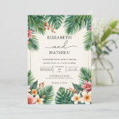 Tropisches Leaf Arch Bloom Hochzeit Einladung (Stehend Vorderseite)
