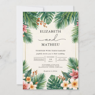 Tropisches Leaf Arch Bloom Hochzeit Einladung