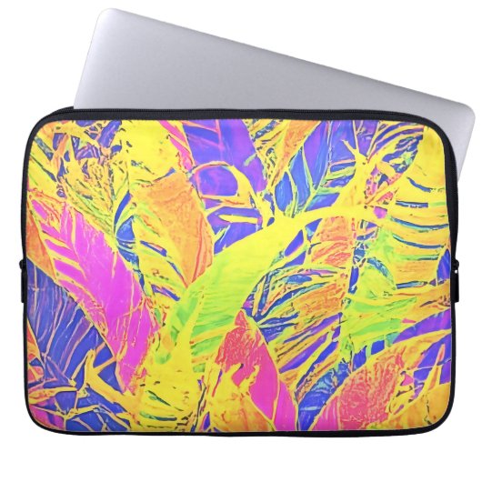 Tropisches Leaf Art Laptopschutzhülle (Vorderseite)