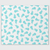 Tropisches Leaf Blau und Weiß Geschenkpapier (Flach)