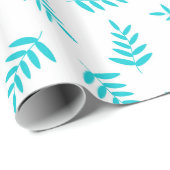 Tropisches Leaf Blau und Weiß Geschenkpapier (Rolleneckpunkt)
