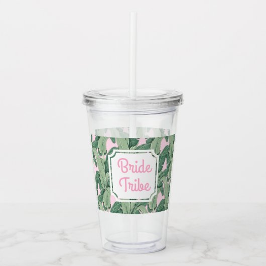 Tropisches Leaf | Bribe Tribe Acrylic Tumbler Acryltrinkbecher (Vorderseite)