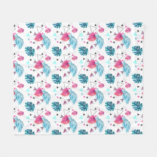 Tropisches Leaf-Dreieck-Muster Fleecedecke (Vorderseite (Horizontal))