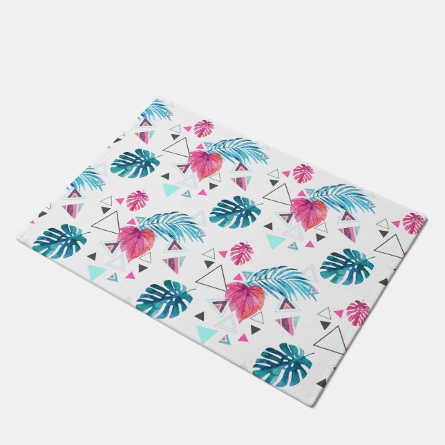 Tropisches Leaf-Dreieck-Muster Fußmatte (Schrägansicht)