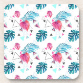 Tropisches Leaf-Dreieck-Muster Getränkeuntersetzer (Vorderseite)