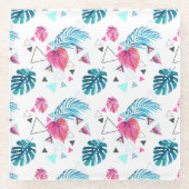 Tropisches Leaf-Dreieck-Muster Glasuntersetzer (Vorderseite)