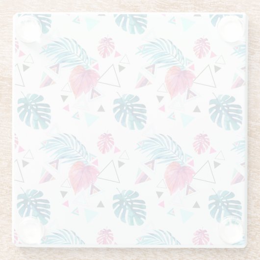 Tropisches Leaf-Dreieck-Muster Glasuntersetzer (Rückseite)