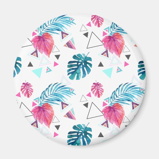Tropisches Leaf-Dreieck-Muster Magnet (Vorne)