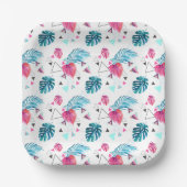 Tropisches Leaf-Dreieck-Muster Pappteller (Vorderseite)