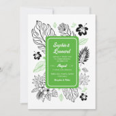 Tropisches Leaf Exotic Beach Hochzeit in Urlaubsor Einladung (Vorderseite)