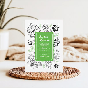 Tropisches Leaf Exotic Beach Hochzeit in Urlaubsor Einladung