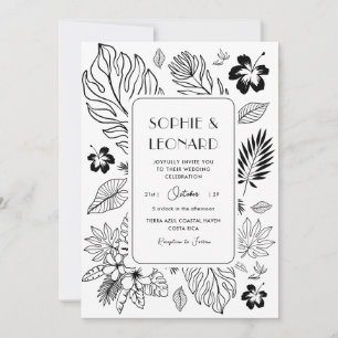 Tropisches Leaf Exotic Beach Hochzeit in Urlaubsor Einladung
