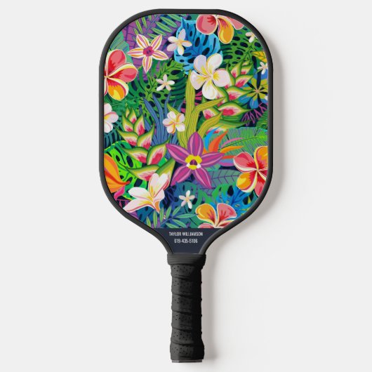 Tropisches Leaf Floral Botanischer Individuelle Na Pickleball Schläger (Vorderseite)