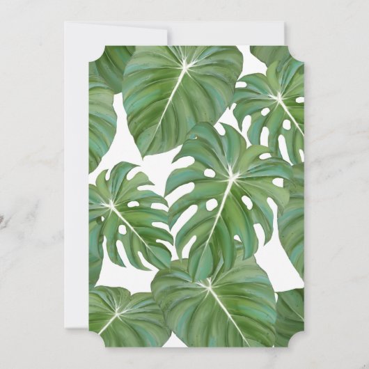 Tropisches Leaf Foliage Beach Moderne Paare Dusche Einladung (Rückseite)